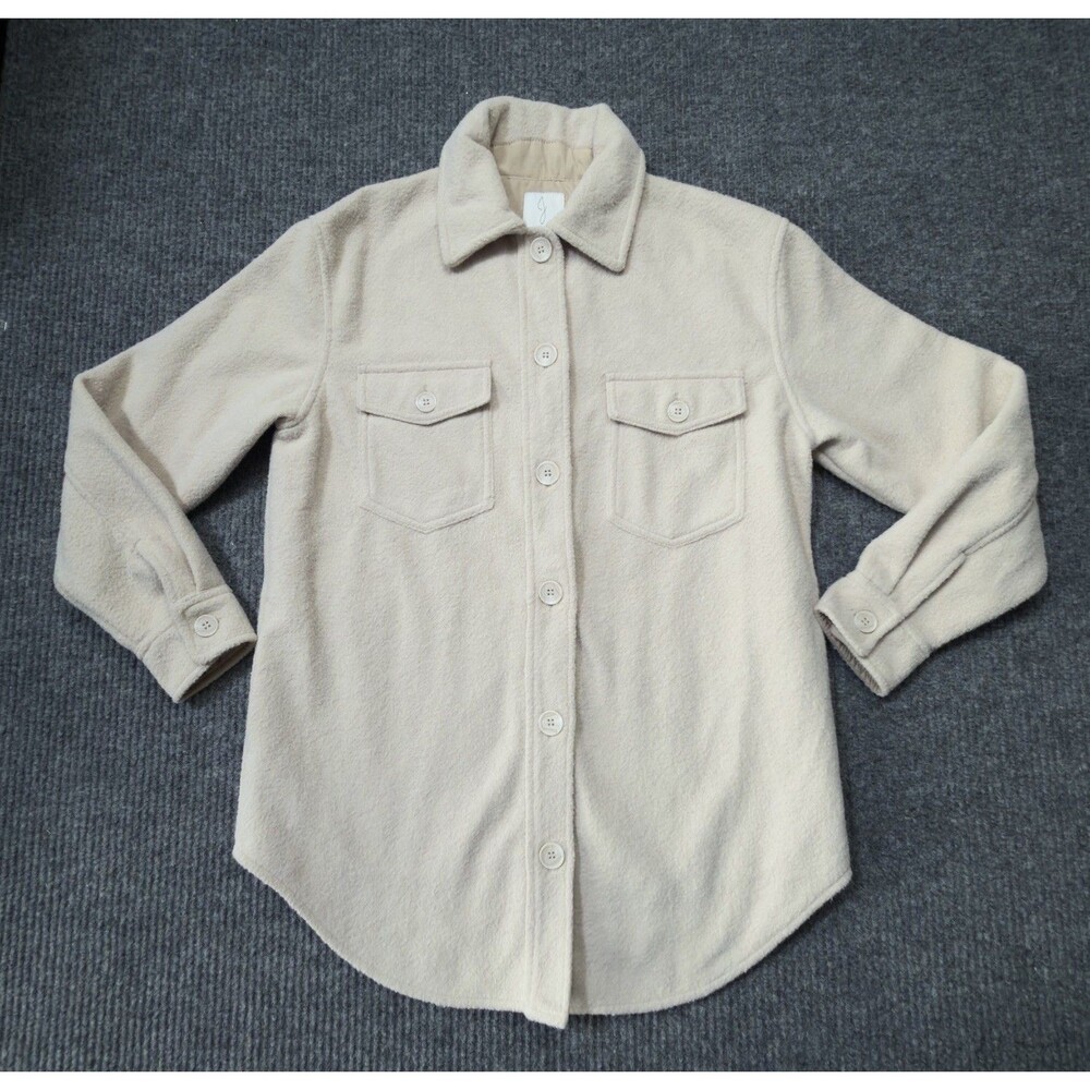 Joie Boucle Shacket Shirt Jacket Women Size Small Beige Button Front Casual